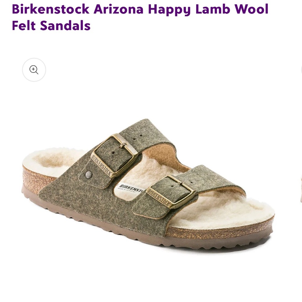 Birkenstock Olive Green Happy Lamb Wool Felt Sandals - Picture 6 of 6